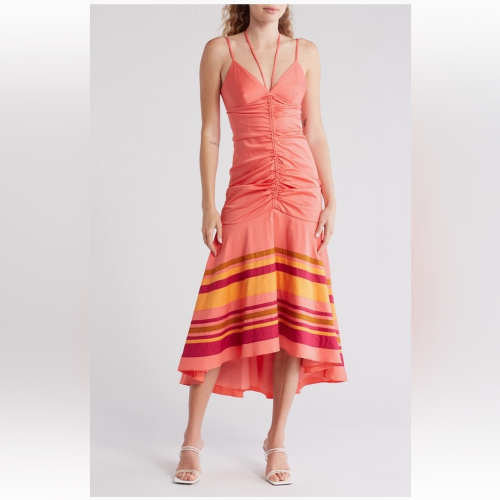 Veronica Beard Fitz High-Low Cotton Blend Dress
